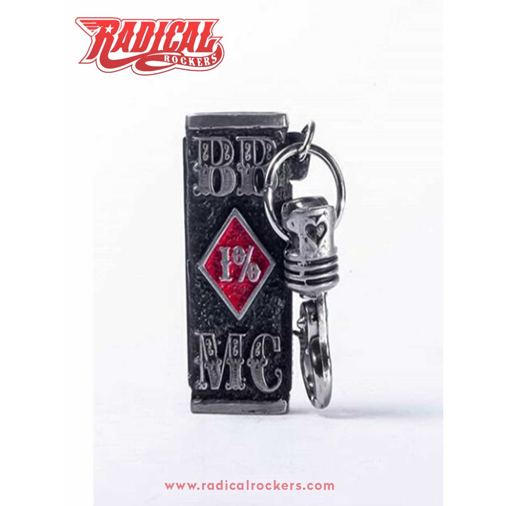 Gantungan Kunci Motor Mobil Bikers Brotherhood 1% MC Official Merchandise Hitam Logo Merah Keychains