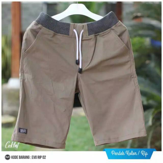 [BIG SIZE] Celana Chino Pendek Pria mick pinggang karet rip katun twill krem coklat surfing santaI