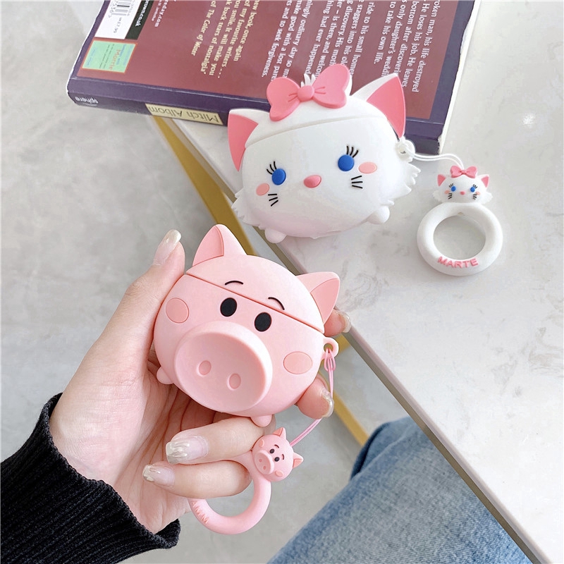 Soft Case Bahan Silikon Bentuk Piglets Untuk Airpods 1/2