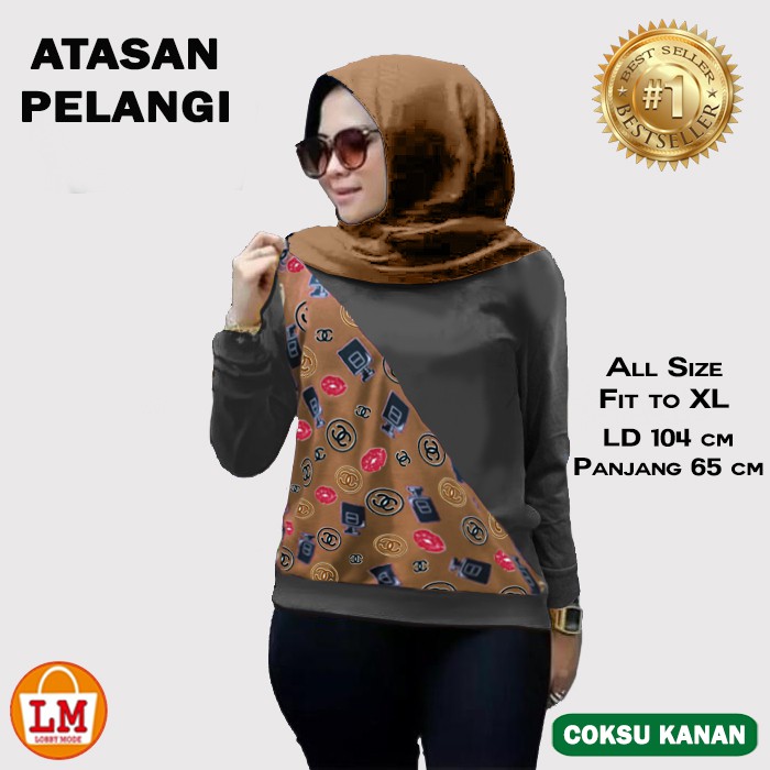 TERMURAH TERLARIS Baju Atasan Wanita  PELANGI Kaos Lengan Panjang TERBARU LMS 17339