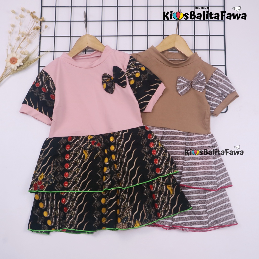 (BATIK) Dress Emma Lengan Size 3-4 Tahun / Dres Lengan Pendek Anak Perempuan Baju Harian Pesta