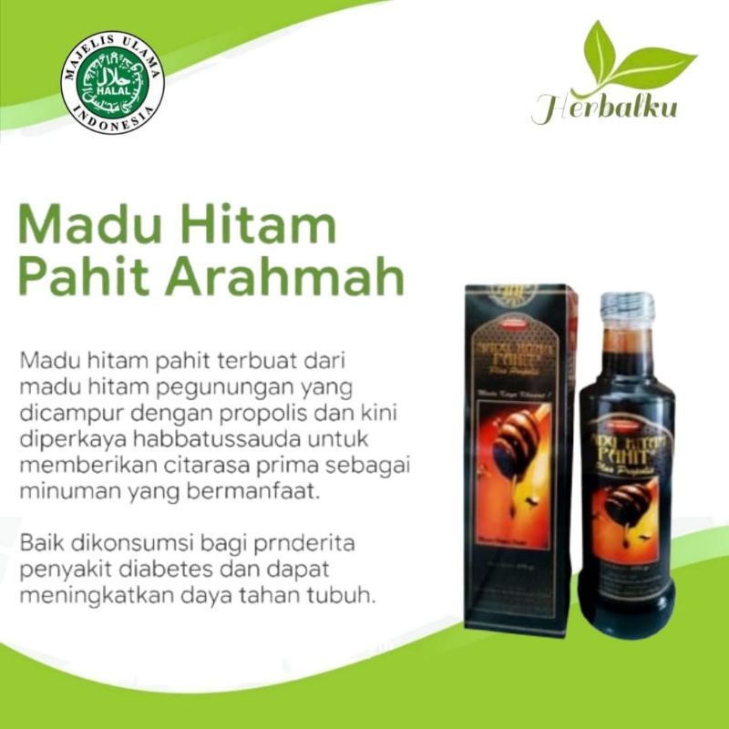 

Madu Hitam Pahit Ar rohmah plus propolis 470gram