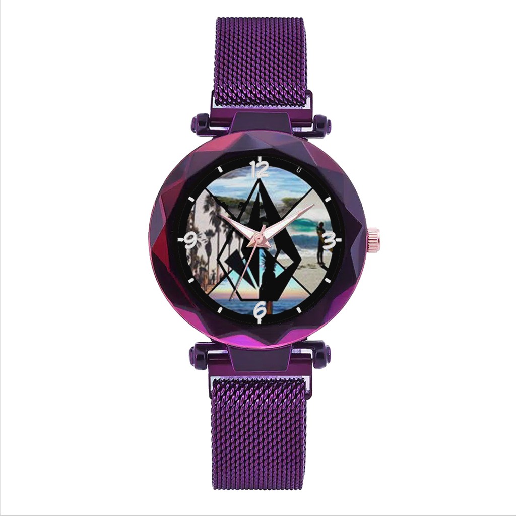 Jam Tangan Wanita Custom - VOLCOM MOTIF 2 Free Box &amp; Batre Cadangan