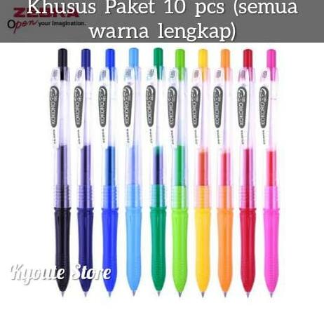TERMURAH Paket 10 Pcs Warna Pulpen Zebra Kokoro Gel Pen Sekolah/PULPEN GEL/PULPEN LUCU/PULPEN 1 PACK