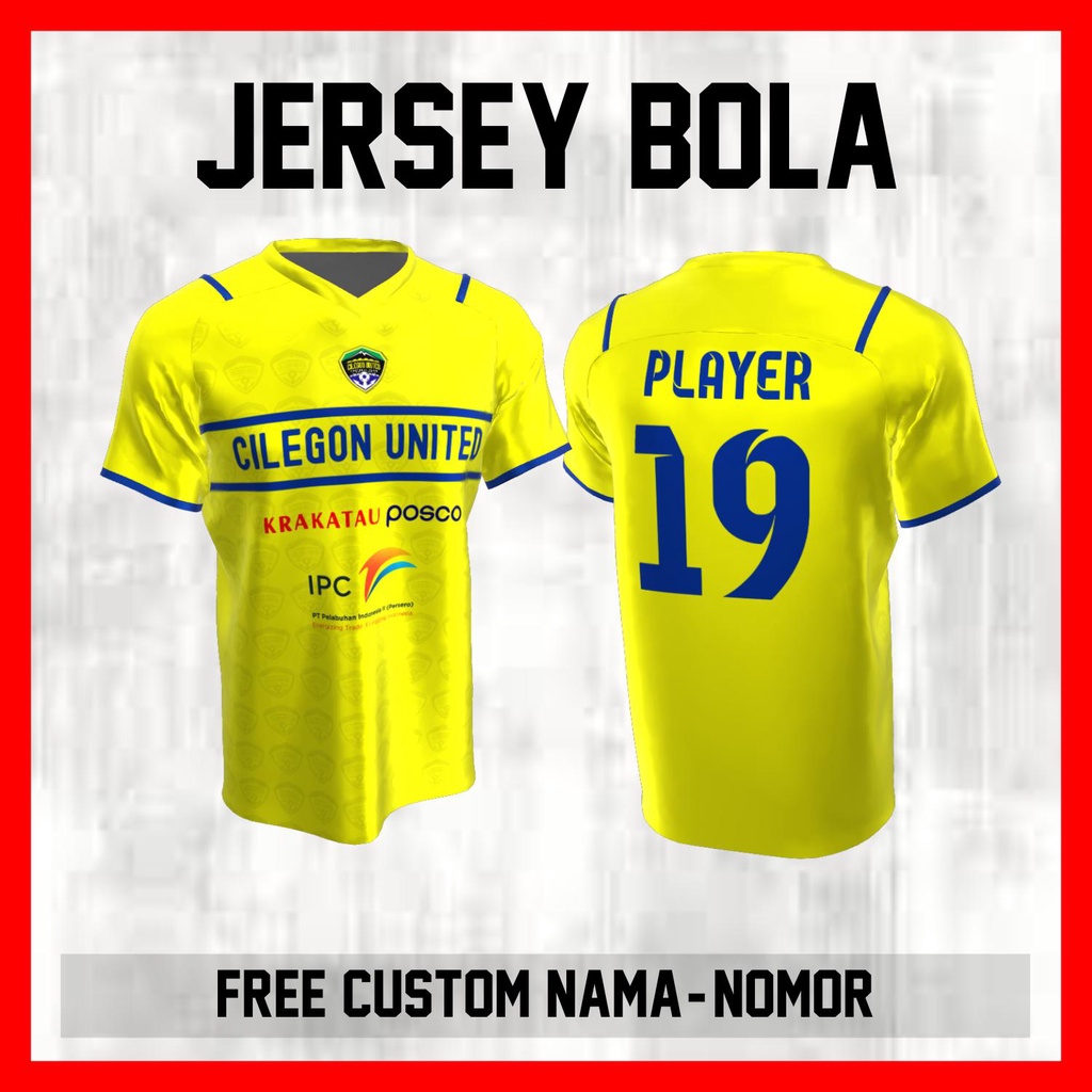 Kaos Bola Jersey Cilegon United Klub Garis Bahu Baju Custom Nama dan Nomor Punggung - 115