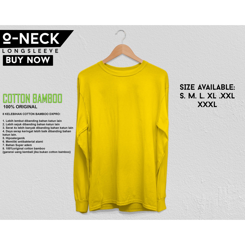 Kaos Polos Putih Katun Bambu Lengan Panjang (Bamboo T-Shirt Long Sleeve) CEWE COWOK ADA RIB