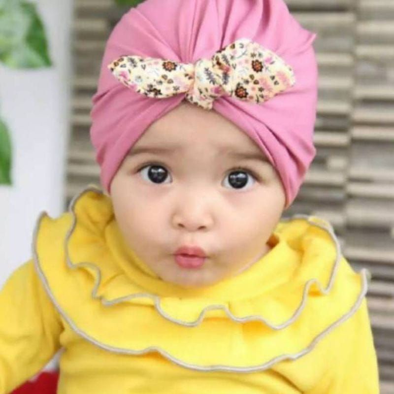 Turban Bayi Pita Kelinci Motif / ciput baby newborn / topi anak perempuan / turban anak