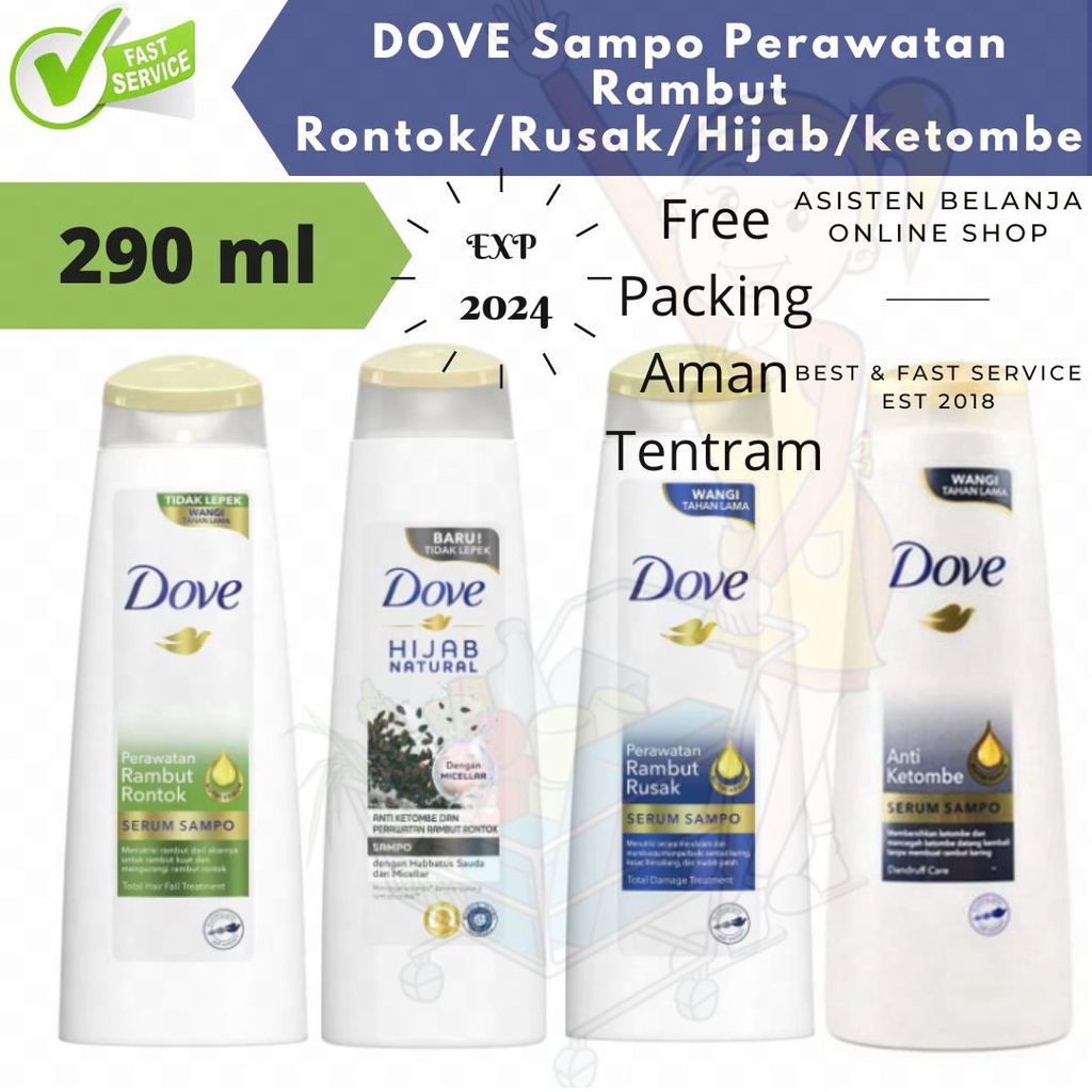 DOVE Shampoo Rambut Rusak Total Damage Hair Fall Treatment Rambut Berkilau 290ml 290ml