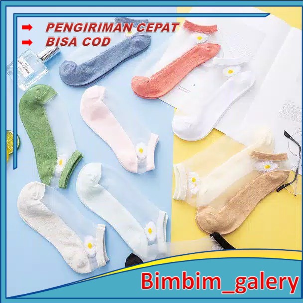 Kaos Kaki Wanita / Kaos Kaki Bunga / Kaos Kaki Transparan daisy / Fashion / Socks BMG