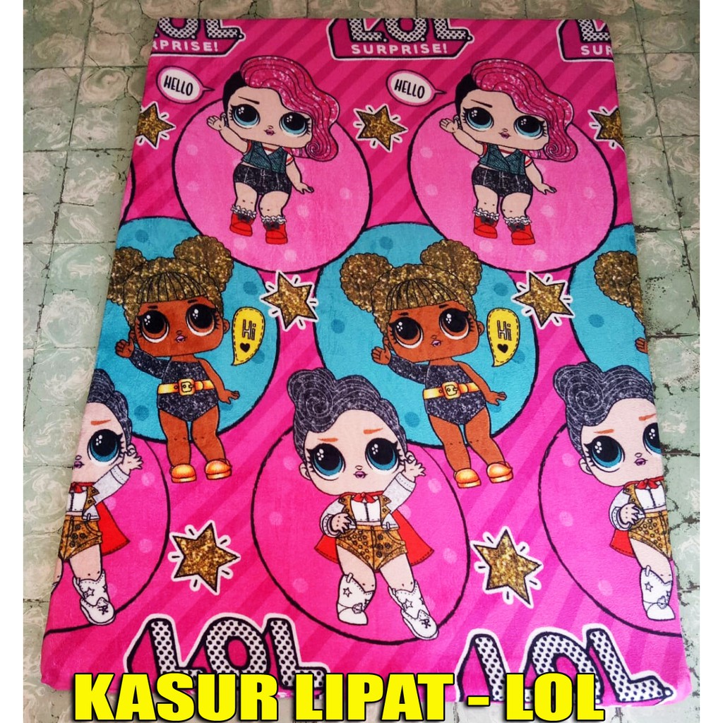 Kasur Lipat Anak Karakter Kain Bulu Halus Uk. +/- 120 cm x 170 cm x 5 cm Bisa Dicuci