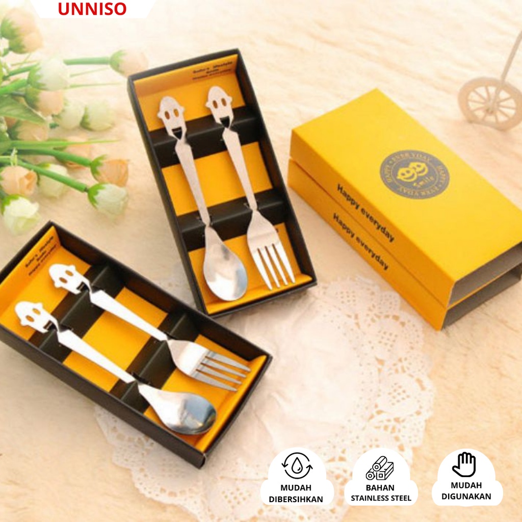 UNNISO - Sendok Garpu Set / Alat Makan Set Travel Portable SG2