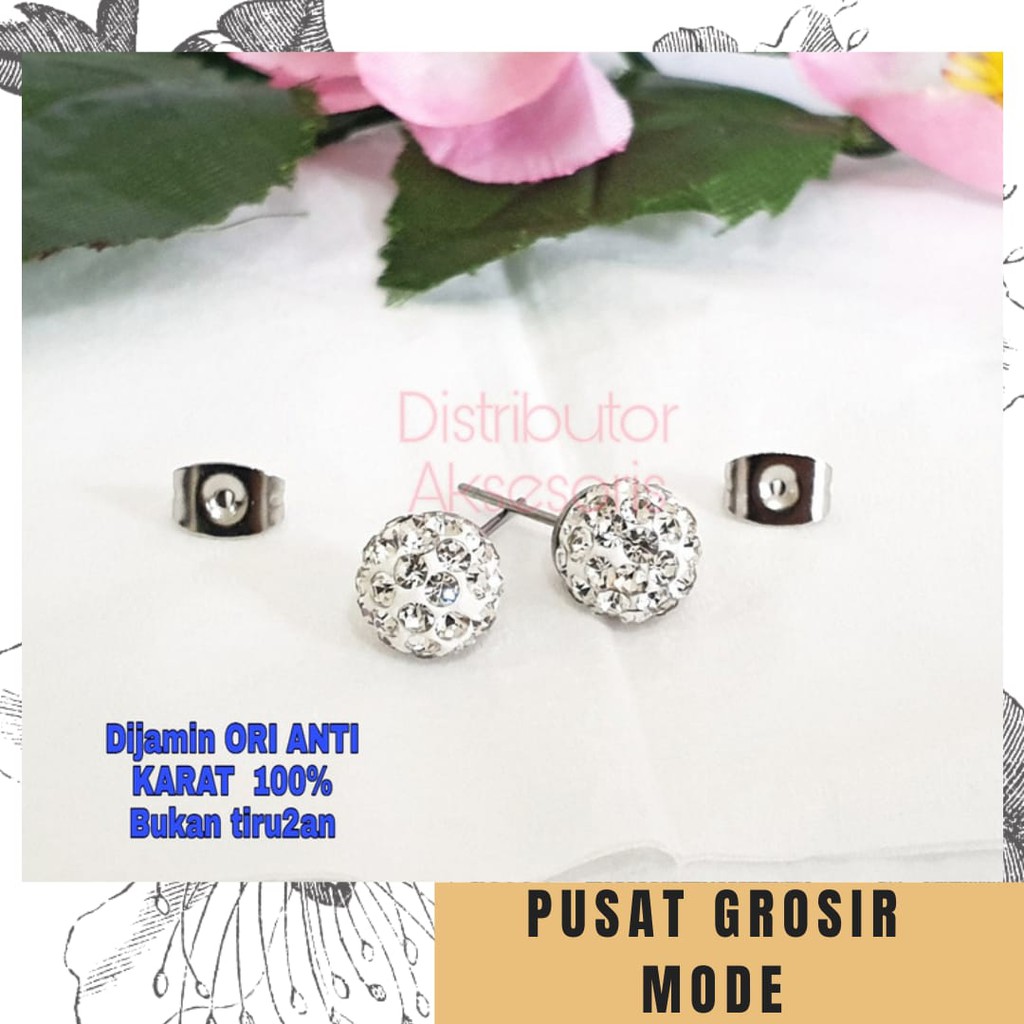 Anting Crystal Titanium ANTI KARAT SELAMANYA PGM AT15