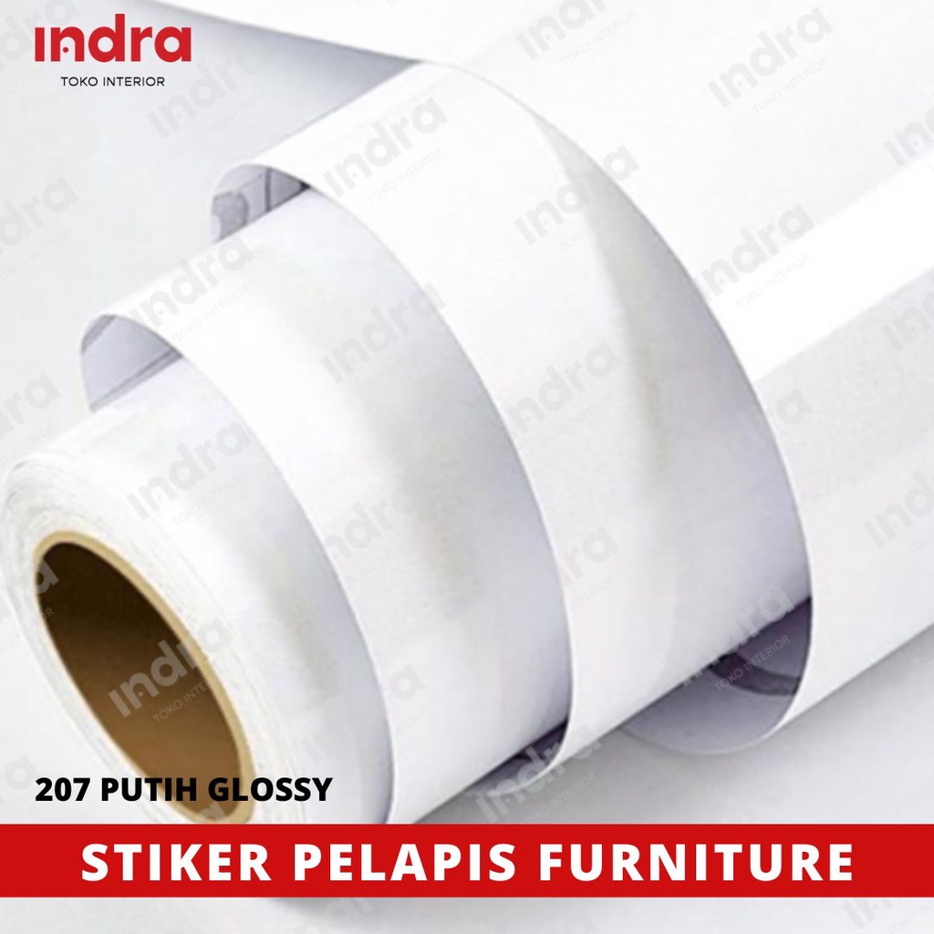 Pelapis Furniture - 207-Putih Glossy - Interior PVC film - Tacon - Decosheet sticker - Hpl Sticker