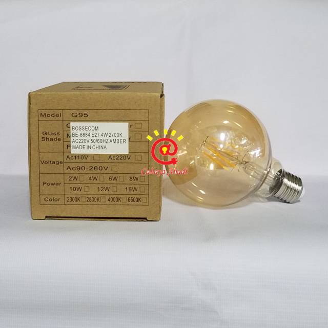 Lampu LED Filament Edison G95 4Watt Warm White Bossecom BE-8884
