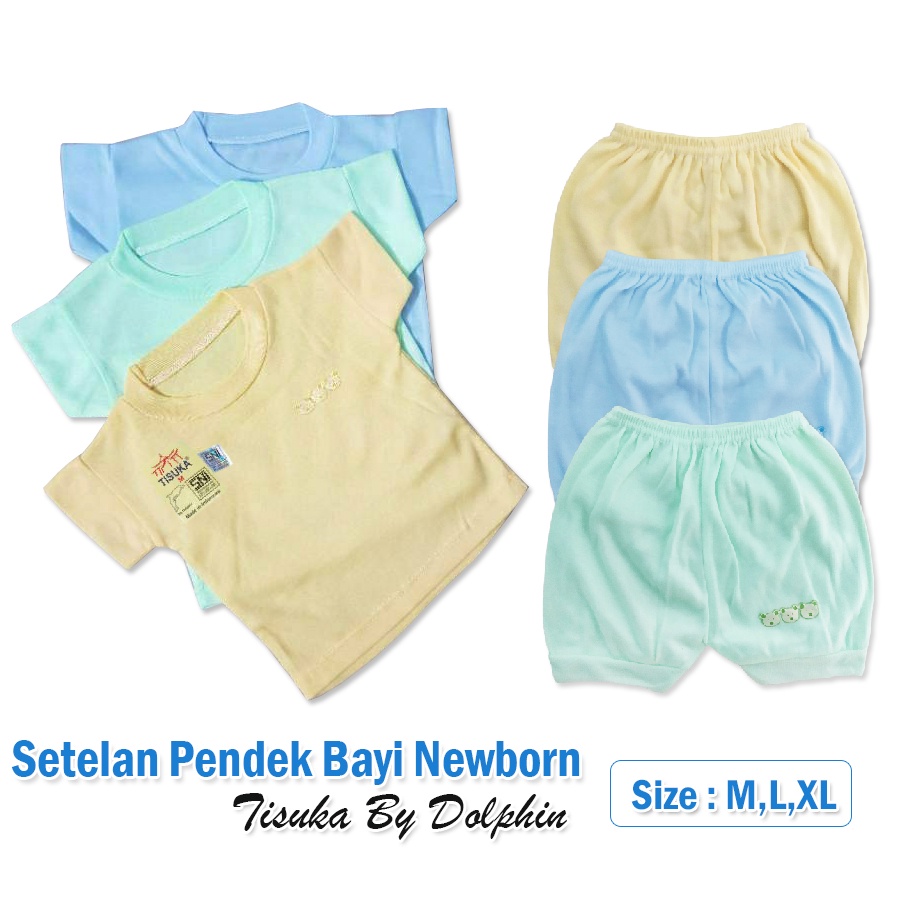 Setelan Kaos Oblong &amp; Celana Pendek Bayi Dolphin Bahan Halus &amp; Lembut M L XL