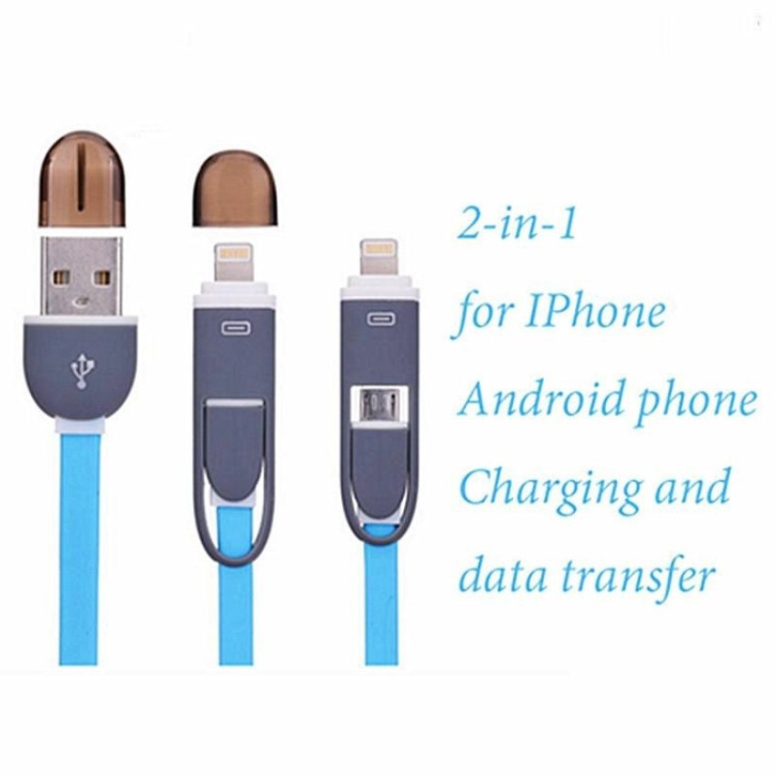 Kabel Data / Charger USB 2 in 1 Fast Charging untuk iPhone / Android