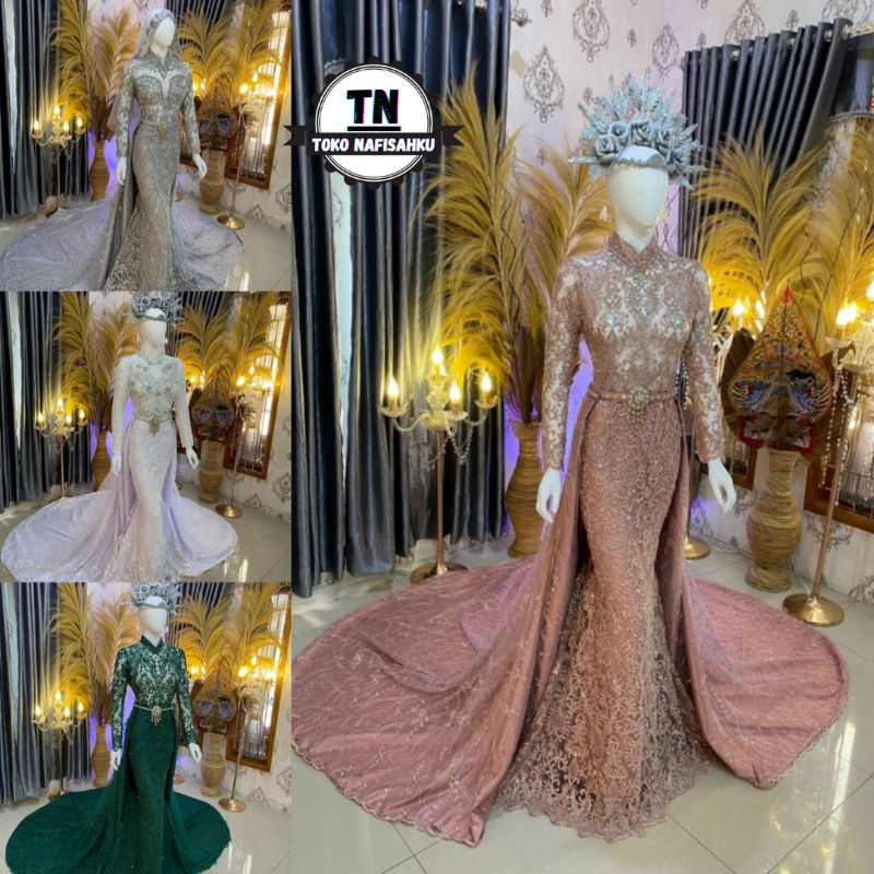dress slim pengantin payet | kebaya pengantin modern | ballgown | baju akad | wedding dress