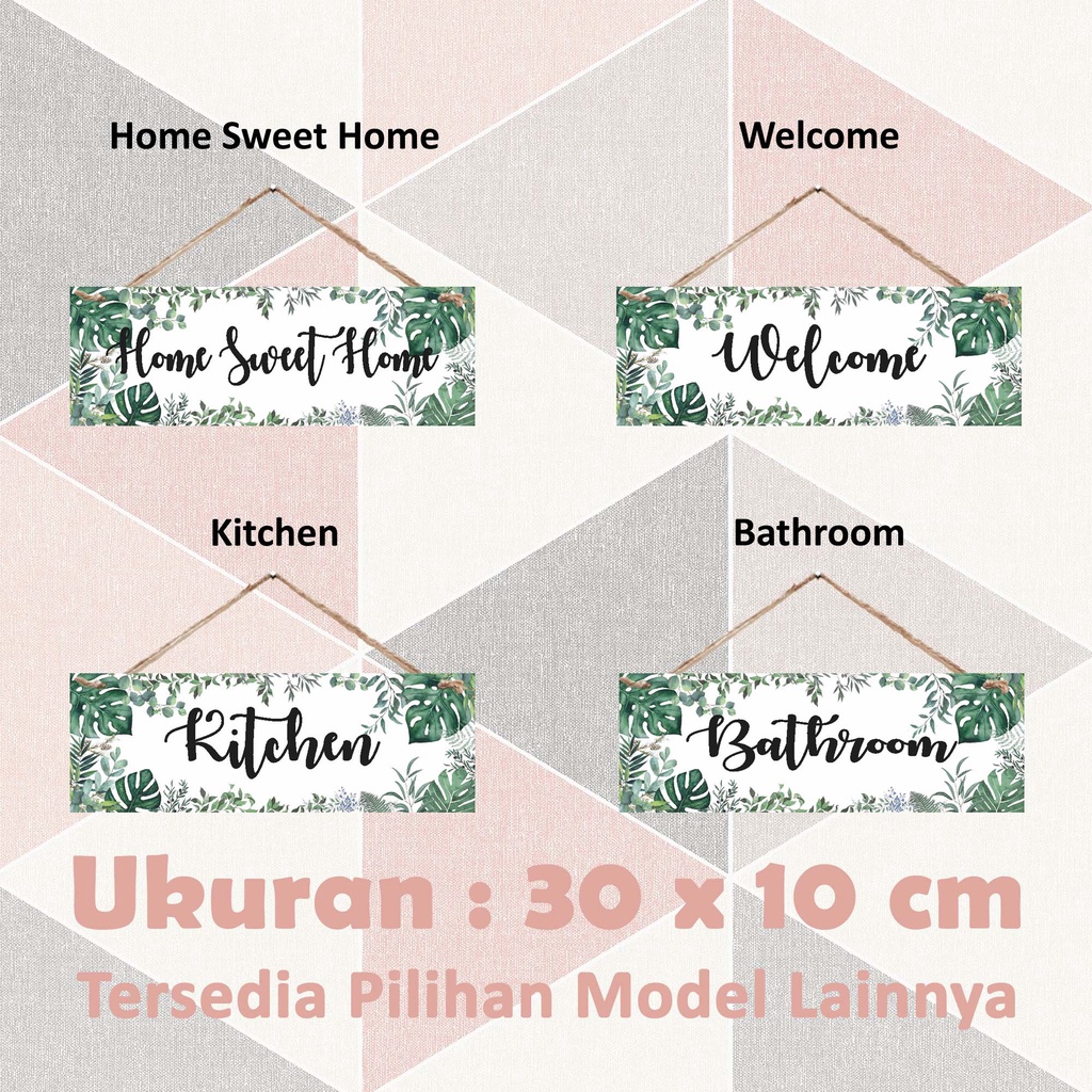 Hiasan Pajangan Dinding / Gantungan Pintu - TROPICAL (Variasi Assalamualaikum / Home Sweet Home / Welcome / Kitchen / Bathroom)- Wall Sign Decor