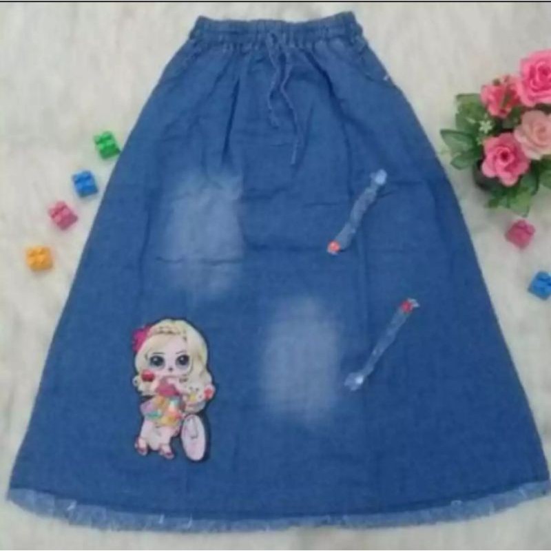 ROK JEANS PANJANG ANAK PEREMPUAN LED/LOL LAMPU NYALA COD