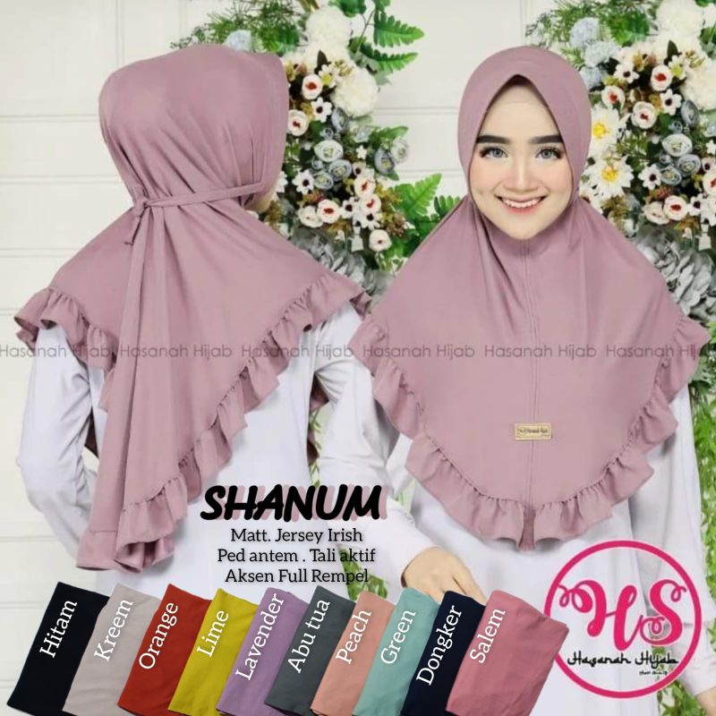 Shanum Hijab/Hijab jersey/Hijab ped atem/Hijab aksen rempel/Hijab tali aktif