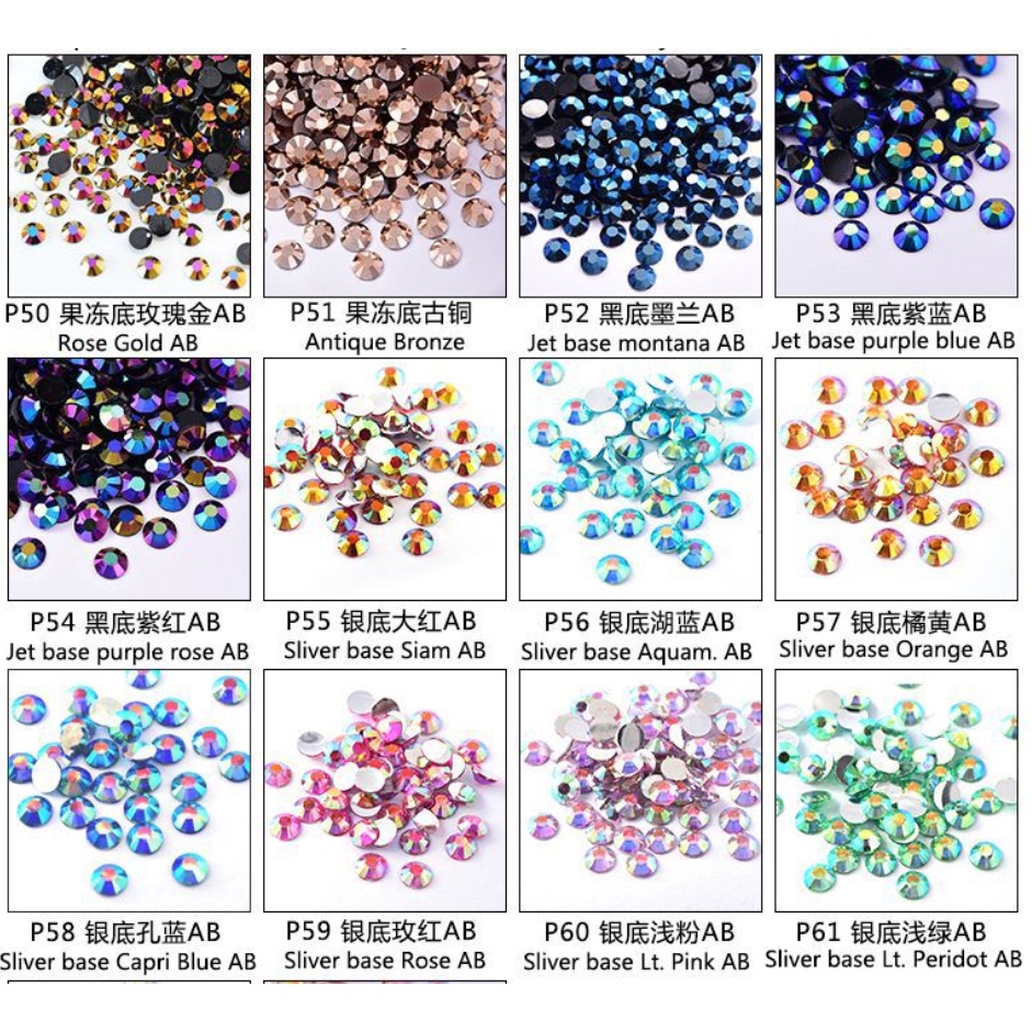 [1000 PCS] Rhinestone 3mm Gems Henna Manik Tasbih Manik Kuku Permata Tasbih Kuku Nail Art Gem Permata Non Hotfix [P01-P50]