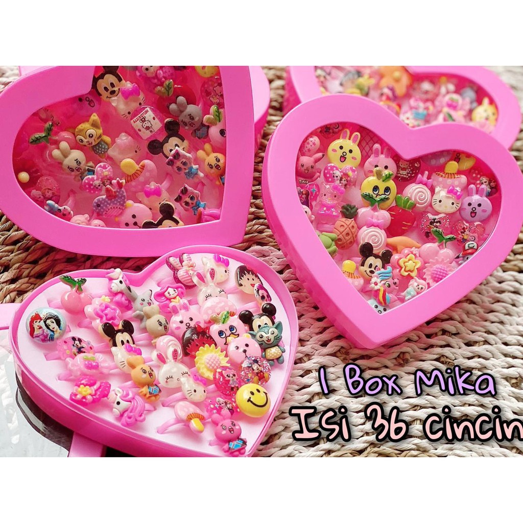 VS BG - Cincin Anak Perempuan isi 17pcs Bahan Plastik Motif Kartun