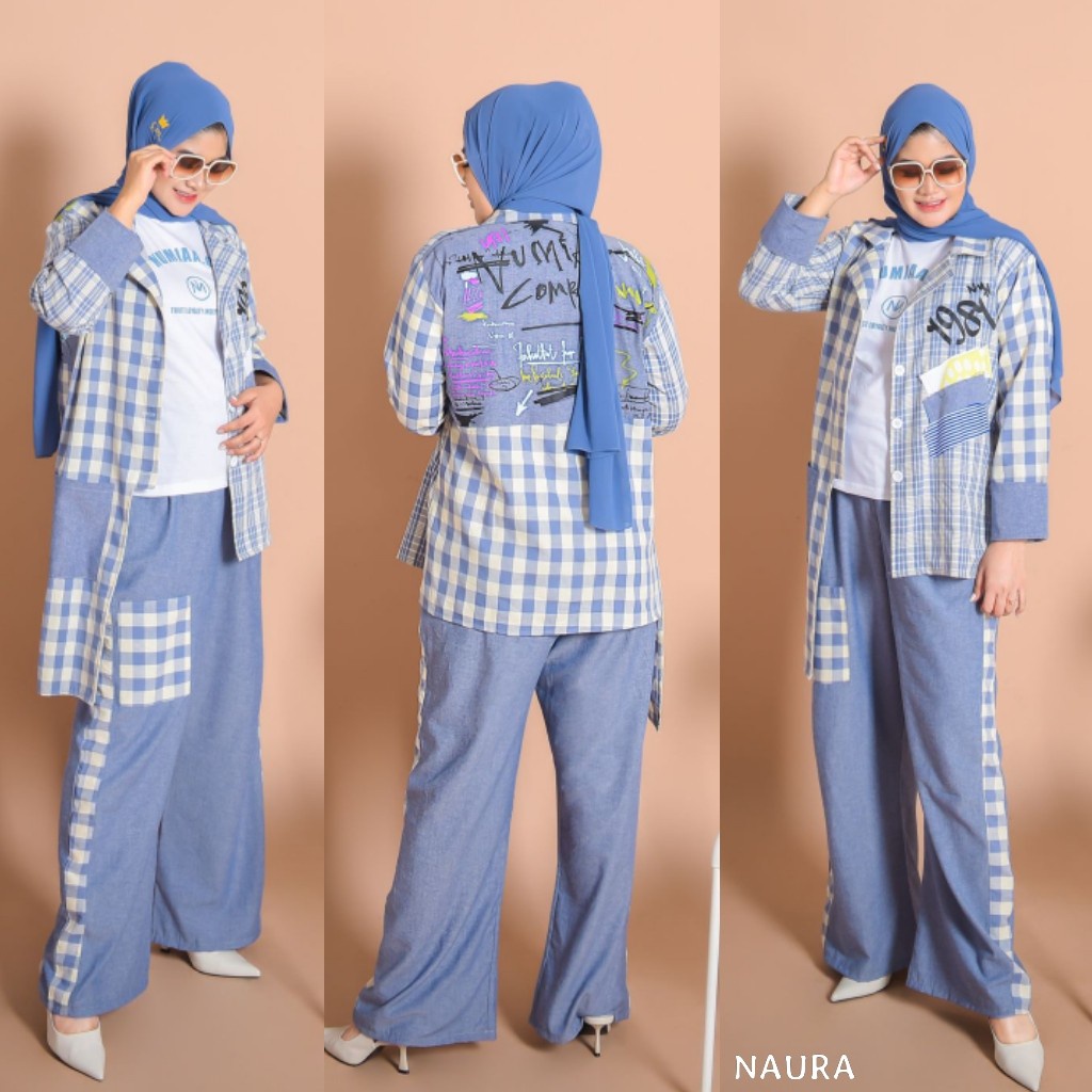 NAURA by Numiaa (Setelan kasual, set kasual, set celana, set tunik, baju kasual, stelan muslim)