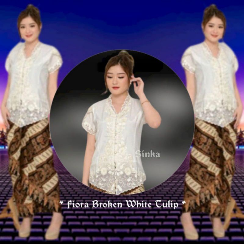 Atasan Kebaya modern Encim Senada Brokat Bordir Lengan Pendek Model tulip