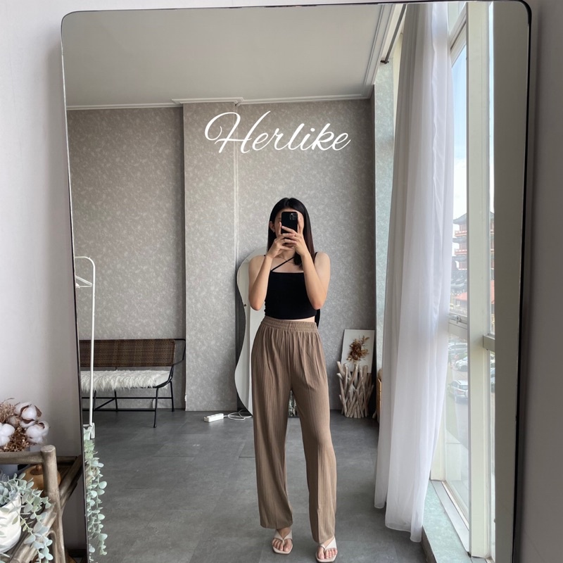 Hyerin pants/celana kulot wanita/celana panjang wanita/celana high waist/celana semi rib/celana santai/celana kekinian/celana knit/kulot knit-6