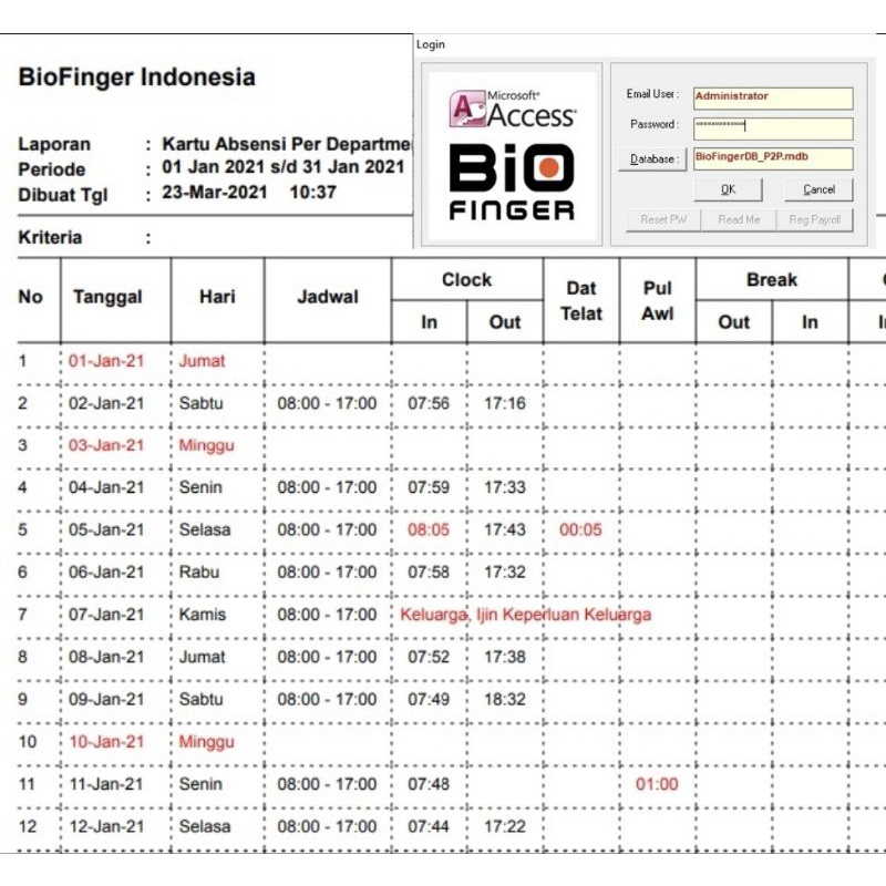 Mesin Absensi Jari BioFinger AT-202, USB Flashdisk, Wireless, Baterai, Excel, Software, Murah