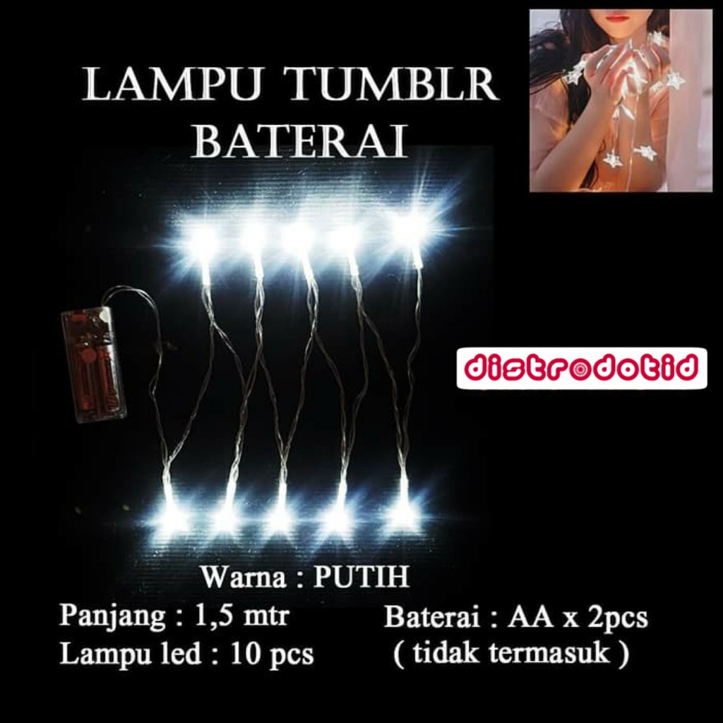  Lampu Natal LED Putih White Batre Baterai A2 Panjang 1 5 