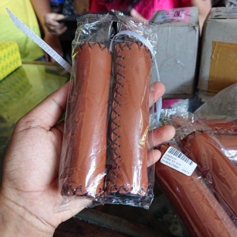 Hand grip kulit Leather Coklat Vintage Klasik Sepeda Lipat Federal busa jadul