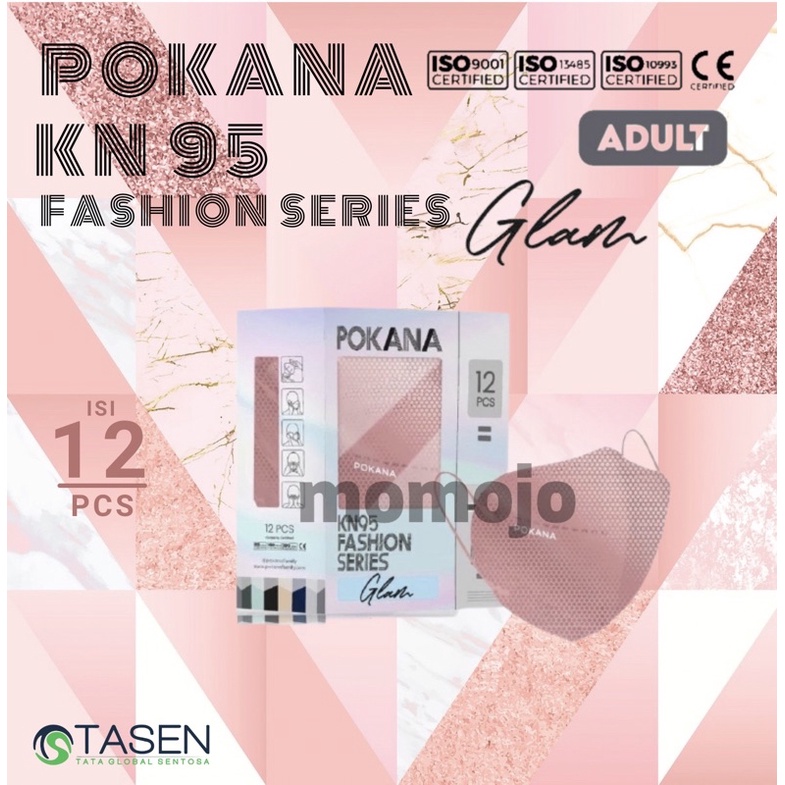 MASKER POKANA KN95 FASHION SERIES GLAM 6 PLY EARLOOP MEDICAL FACE MASK