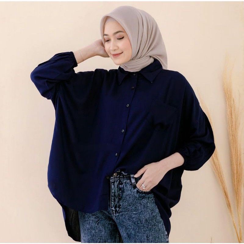 1 kg muat 5 pcs | Hanna oversize shirt top RAYON VISCOSE JUMBO LD 130