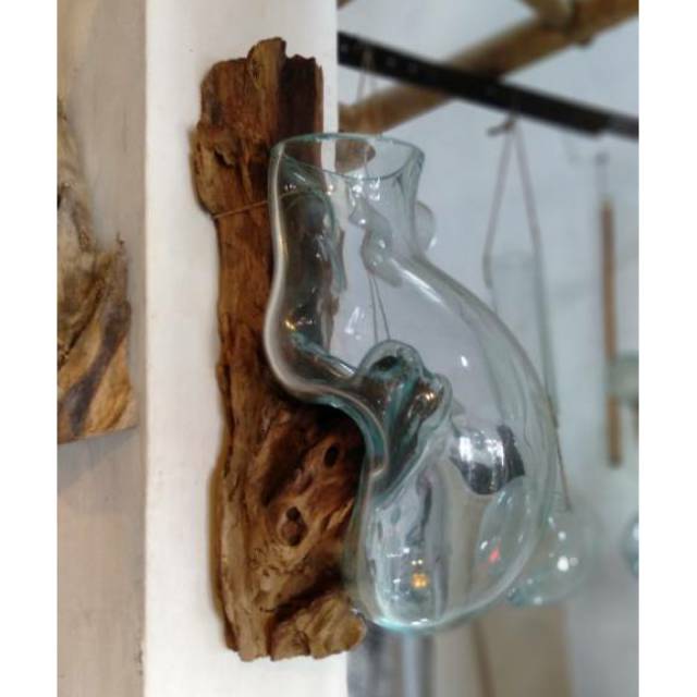 Wood glass vas aquarium antik tempel dinding