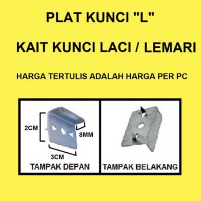 Plat Kunci Siku L Tajam Penahan Tatakan Lidah Kunci Laci Lemari Lancip