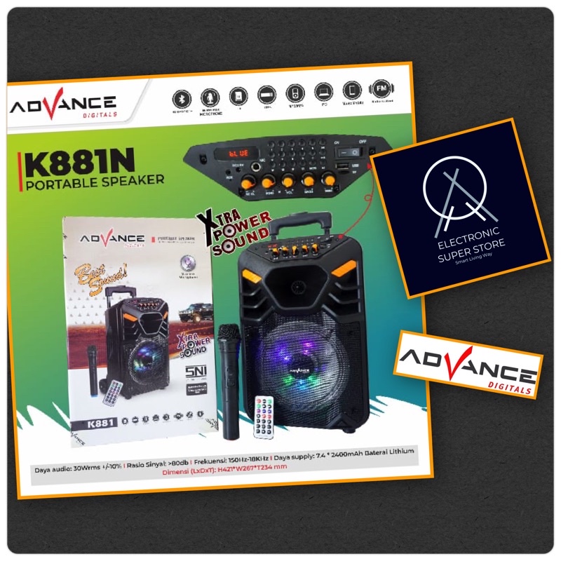 SPEAKER AKTIF 8INCH ADVANCE K881N XTRA POWER SOUND REMOTE CONTROL