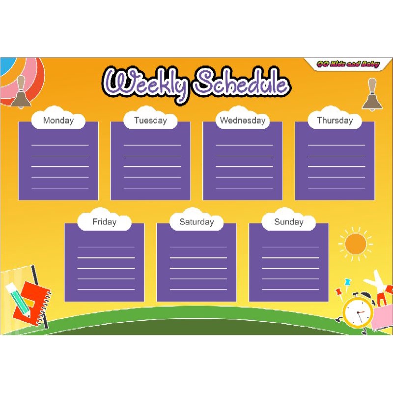 

A3 weekly planner jadwal mingguan alat peraga edukasi APE board game papan kegiatan mingguan
