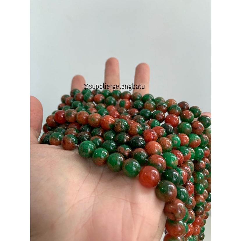 manau mangga 10mm garnet HIJAU orange aksesoris bracelet necklackle bahan kalung gelang kerajinan tangan craft manik