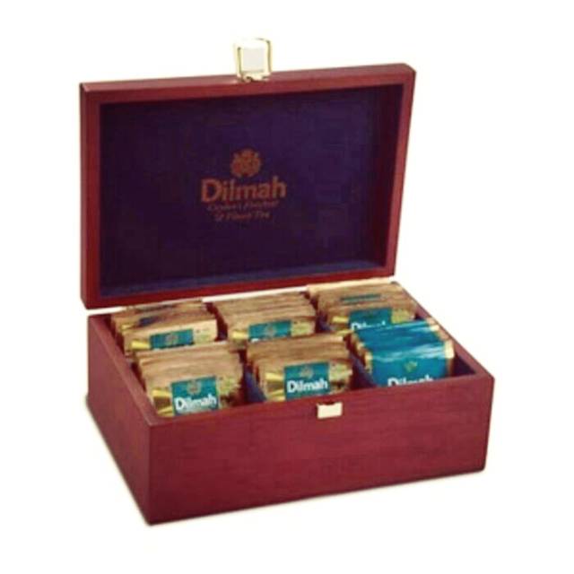 Dilmah Luxury Tea Set Wooden Chest Box Teh Kotak Kayu Isi 60 pcs Import