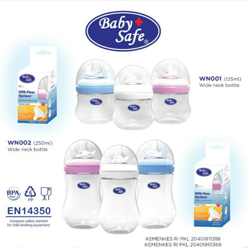 BABY SAFE WIDENECK BOTTLE 150ML WN01 &amp; 250ML WN02