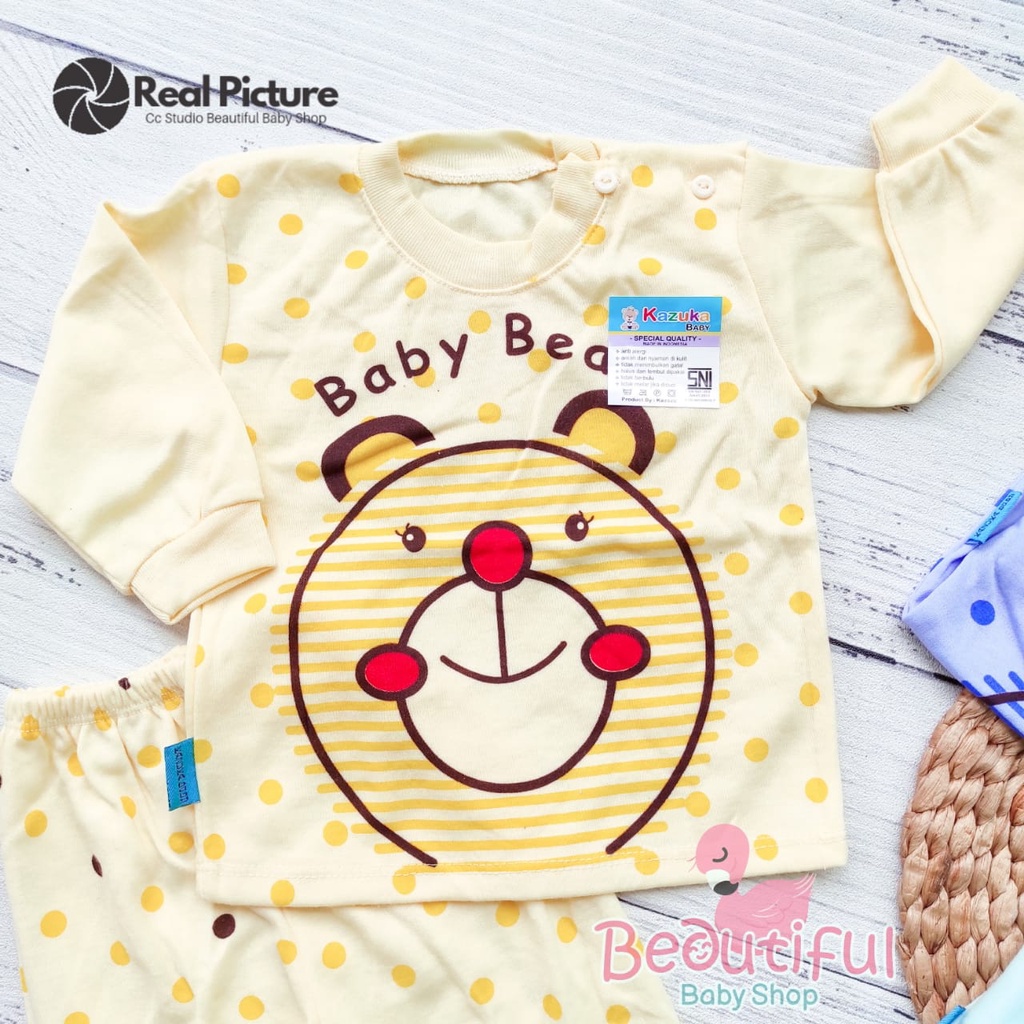 Setelan Baju Bayi Lengan Panjang Celana Panjang SNI 3-12 Bulan Motif Bear / Setelan Piyama Bayi Kazuka / Baju Bayi Panjang / Baju Tidur Bayi / Baby.ou_