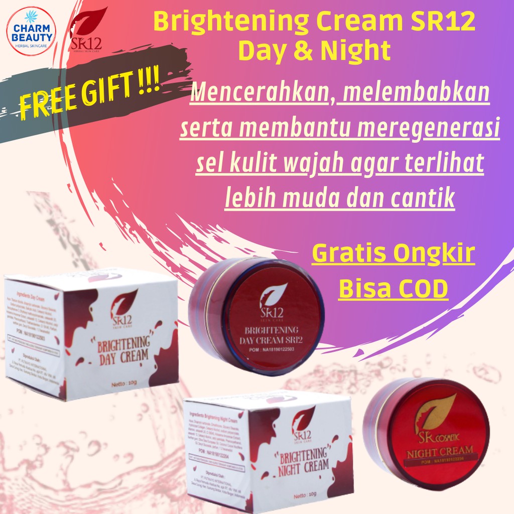 Cream Pemutih Wajah Night Day Bpom SR12 - Krim Pemutih Wajah Skincare Perawatan Wajah Glowing