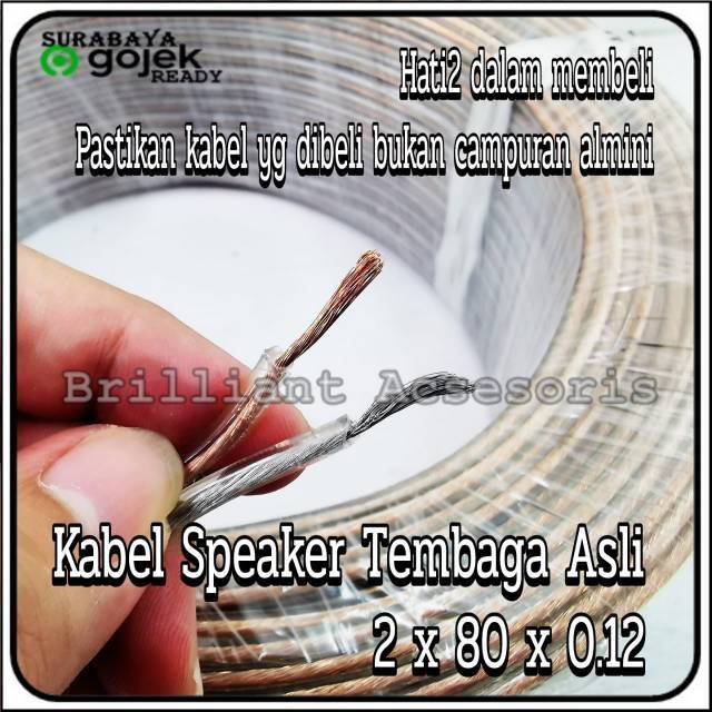 Kabel Speaker Tembaga - Kabel Audio - 2x12 Tweeter - 2x50 - 2x80