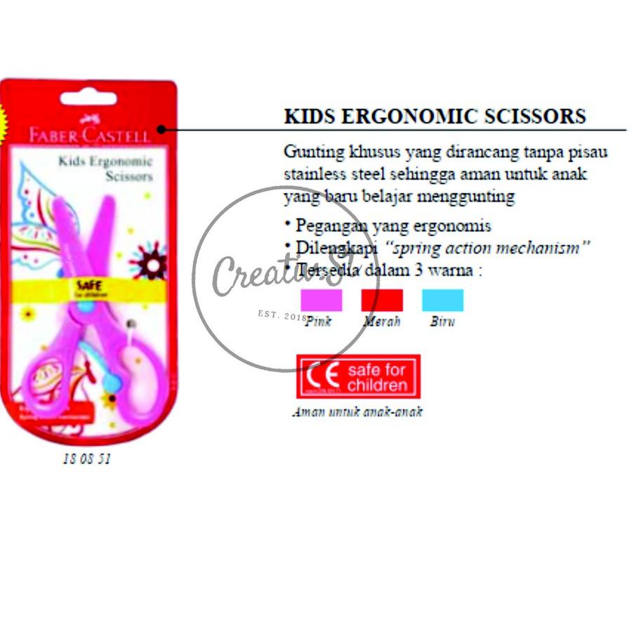 

PALING HOT!! (sye-491) Faber Castell Kids Ergonomic Scissors Gunting Anak