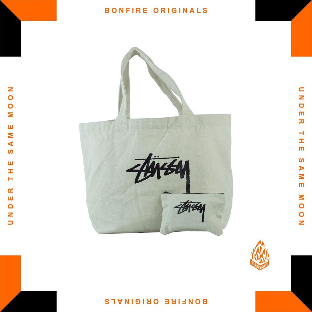 STUSSY Tote Bag and Mini Pouch Canvas White (Smart Magazine Appendix) - BNF000126