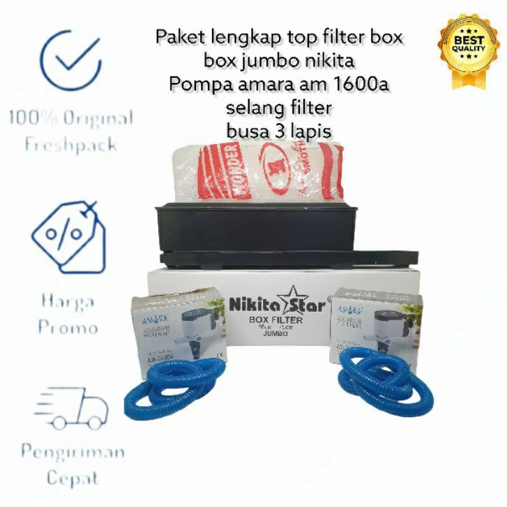 PAKET TOP FILTER BOX JUMBO AQUARIUM PLUS POMPA PEMBERSIH AMARA AM 1600A