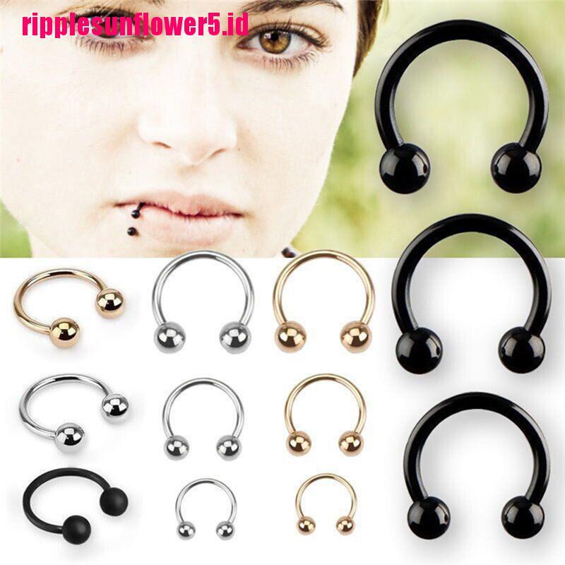 # Kaos T-Shirt Wanita Lengan Pendek Motif Print #10pcs Anting Tindik Hidung / Bibir / Tubuh Bentuk Tapal Kuda Bahan Stainless Steel