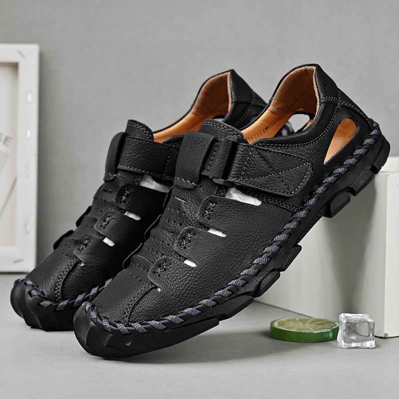 Terbaru Musim Panas Import Outdoor Sandal Hiking Gunung Pria Sepatu Sendal Kulit Asli Nyaman Touring Lentur 192