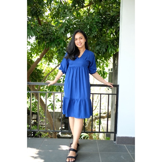 Tiara Dress Kerut Ruffle Midi Basic Rayon